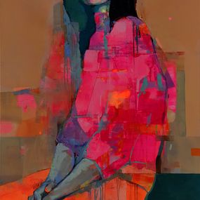 Gemälde, Peony Girl, Victor Sheleg