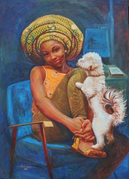 Painting, Listening Ears 1, Clement Mmaduako Nwafor