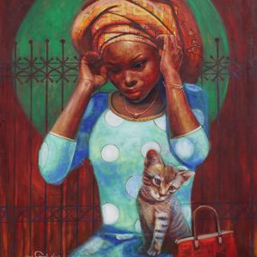 Gemälde, Listening Ears 3, Clement Mmaduako Nwafor