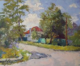 Painting, House with a red roof, Boris Serdyuk
