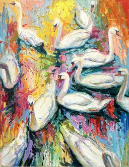 Peinture, White swans, Evgeny Chernyakovsky