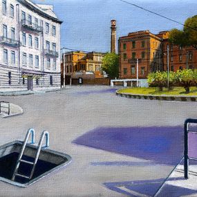 Gemälde, Una piazza, in estate, Sergio Ceccotti