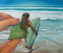 Painting, Lady surf the ocean, MKate