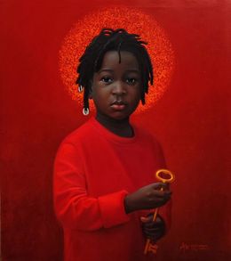 Peinture, Rising Son - 21st Century, Contemporary, Figurative Portrait, Expressionism, Boy, Ani Izuchukwu Valentine