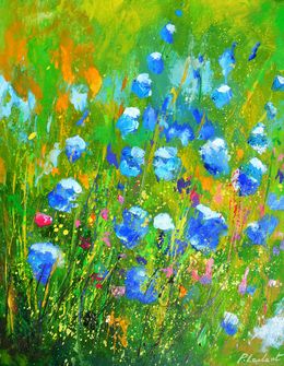 Gemälde, Blue wild flowers, Pol Ledent