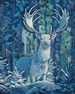 Peinture, Frosty stag, Yue Zeng