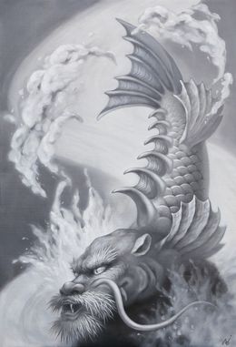 Painting, Guardian of the Castle -, Painting, Oil on Canvas, Yuko Montgomery