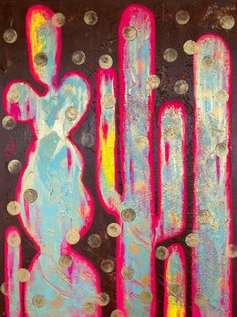 Painting, Glowing Cactuses, Zaira Dzhaubaeva
