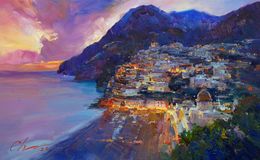 Peinture, Evening Amalfi Coast, Serhii Cherniakovskyi