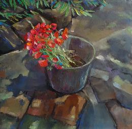 Peinture, Tulips in a Bucket, Kamo Ohanyan
