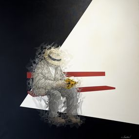 Gemälde, Sur un banc rouge, Maurice Douard