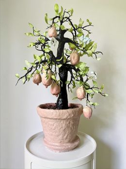 Sculpture, Low hanging fruit  - Silk, wire, plastic, paint  and clay, Lena Widmann