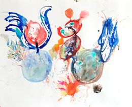 Painting, Composition en rouge et bleu, Isabelle Marie