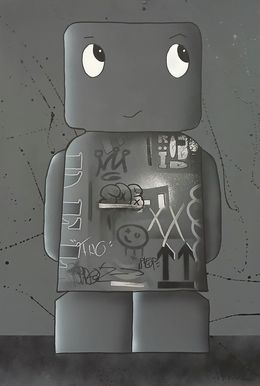 Fine Art Drawings, Roboïde dessin original Noir, PRAB'Z