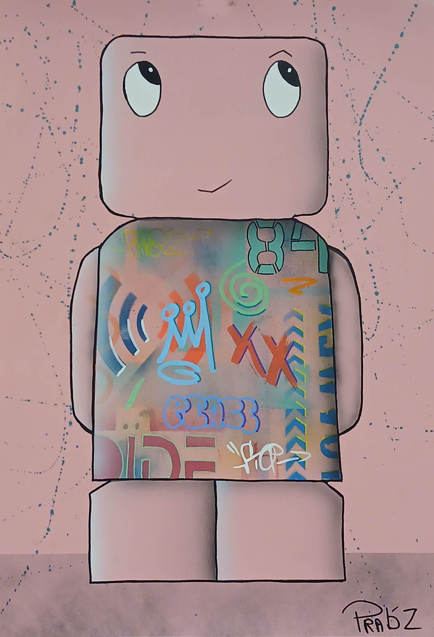 PRAB'Z, Roboïde dessin original Rose PRAB'Z, Roboïde dessin original Rose