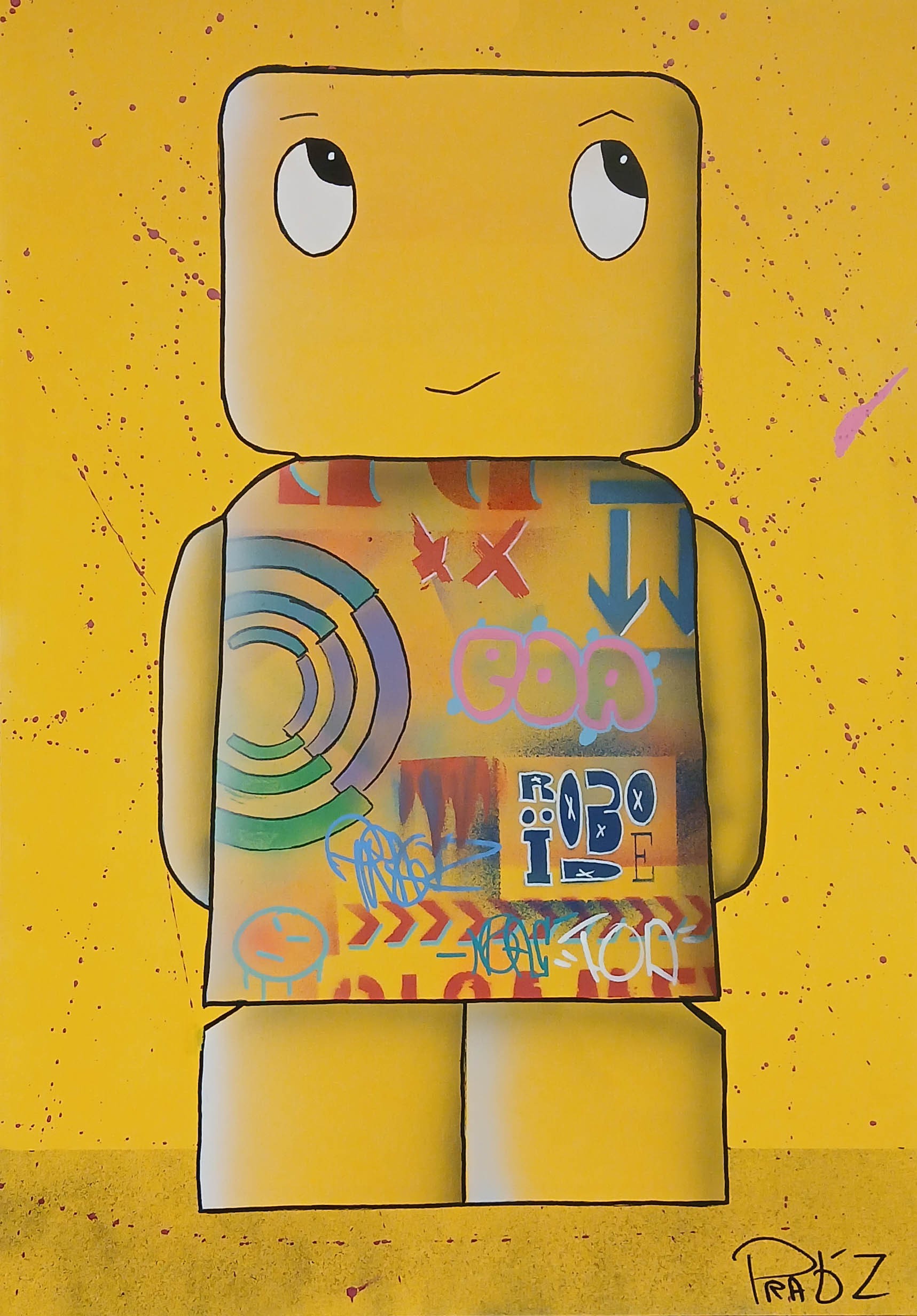 PRAB'Z, Roboïde dessin original Jaune PRAB'Z, Roboïde dessin original Jaune