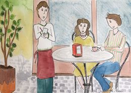 Gemälde, Sur la terrasse du bar, Maria Jose Subirachs