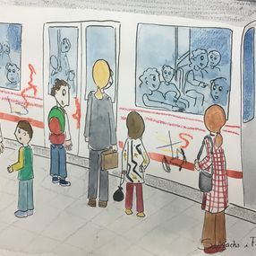 Gemälde, Voyager en métro, Maria Jose Subirachs