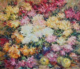 Painting, Chrysanthemums from home, Olga Artim