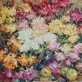 Gemälde, Chrysanthemums from home, Olga Artim