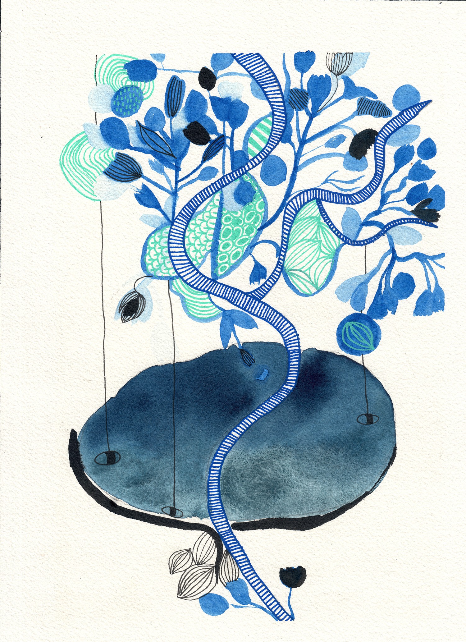 Gris De Garance, Arbre caillou fleurs bleues Gris De Garance, Arbre caillou fleurs bleues