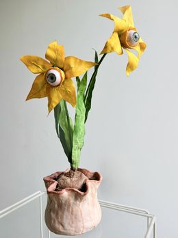 Sculpture, Süsser die Glocken - Silk, wire, plastic, paint, latex, wood, glass  and clay, Lena Widmann