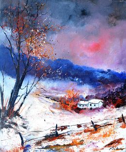 Painting, Snowy landscape, Pol Ledent