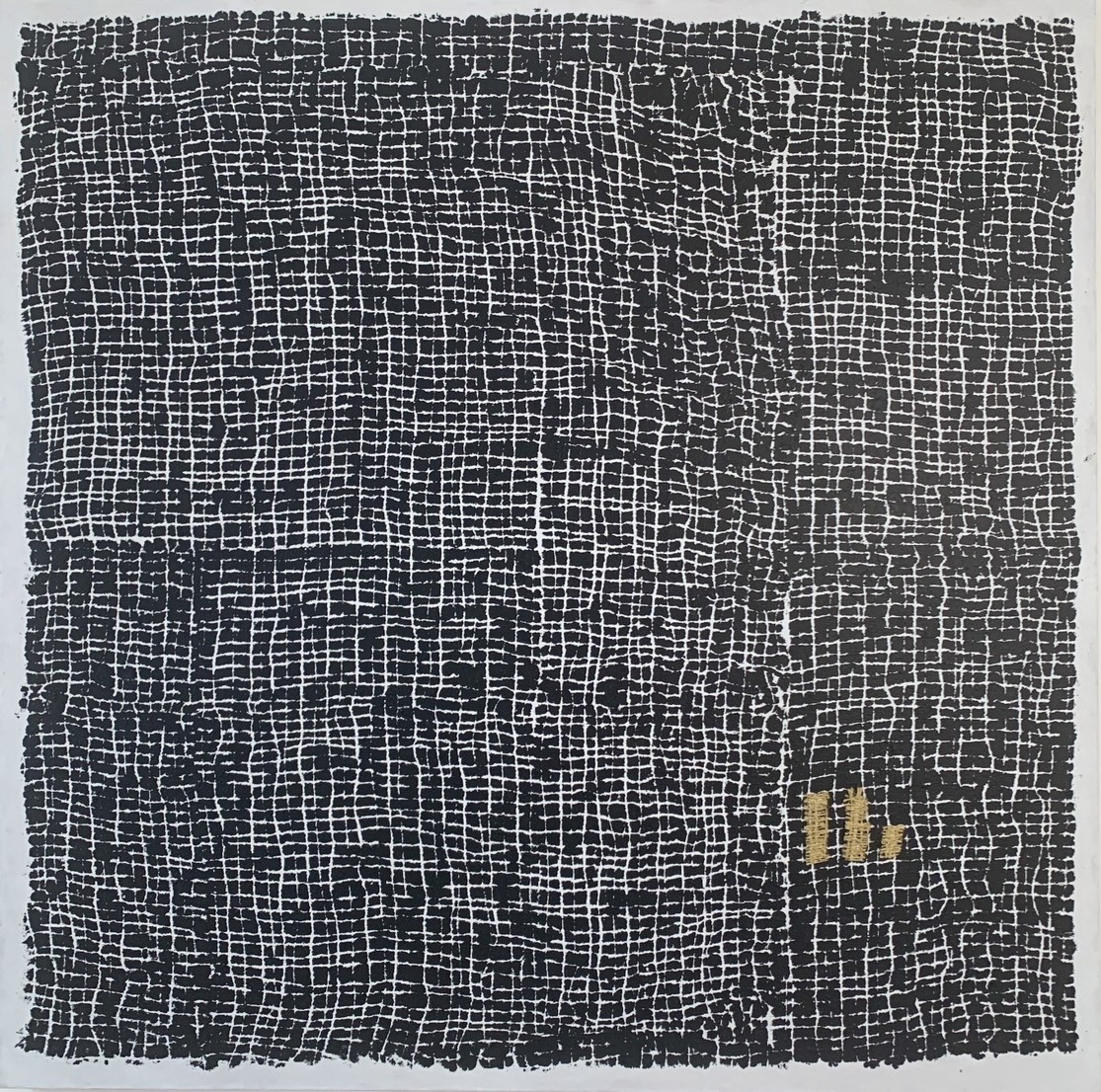 Tiphaine Descamps, Trame de vie empreintes noires et or Tiphaine Descamps, Trame de vie empreintes noires et or