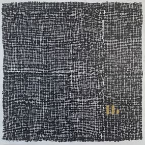 Gemälde, Trame de vie empreintes noires et or, Tiphaine Descamps