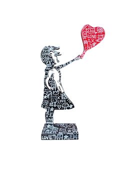 Skulpturen, Fille au coeur Doodle, Ravi