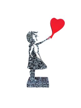 Skulpturen, Fille au coeur Red Doodle, Ravi