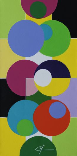 Gemälde, Les retrouvailles 1 - série abstraction géométrique, Francia Craineguy dite Mona
