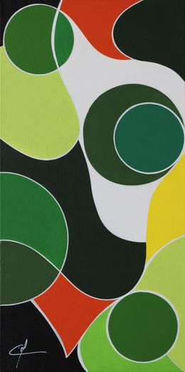 Gemälde, Vert en Amazonie - série abstraction géométrique, Francia Craineguy dite Mona