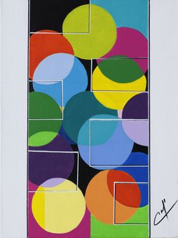Gemälde, Les retrouvailles 2 - série abstraction géométrique, Francia Craineguy dite Mona