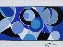 Gemälde, Petit bleu oxygène - série abstraction géométrique, Francia Craineguy dite Mona