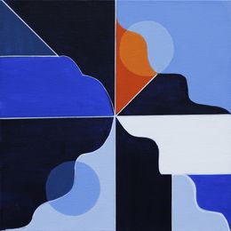 Gemälde, La lune se lève - série abstraction géométrique, Francia Craineguy dite Mona