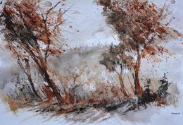 Painting, Autumn scenery watercolor, Pol Ledent
