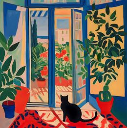 Print, Black cat for good luck, Nina Tsorieva