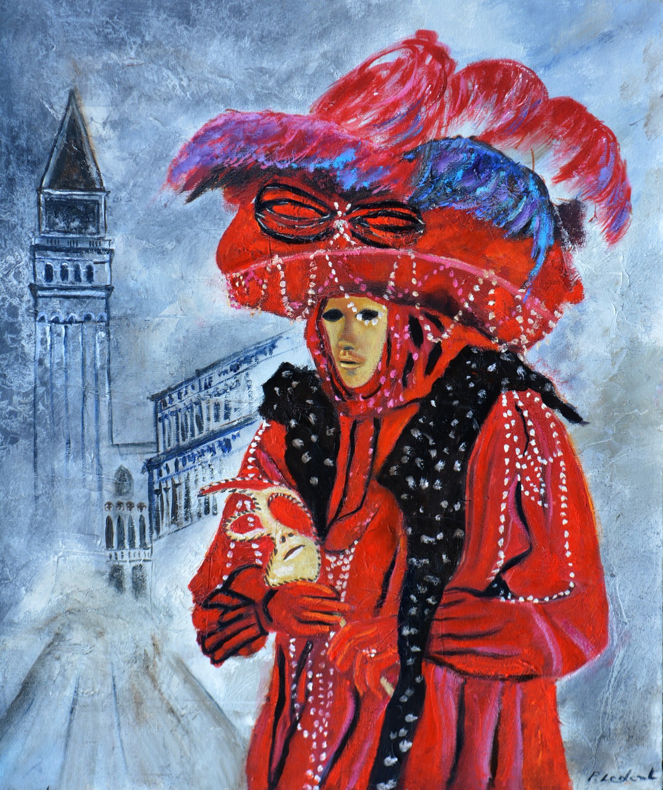 Pol Ledent, Red dress in Venice Carnival Pol Ledent, Red dress in Venice Carnival
