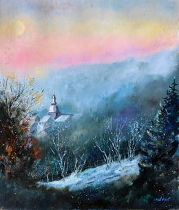 Gemälde, Frosty morning in my countryside, Pol Ledent