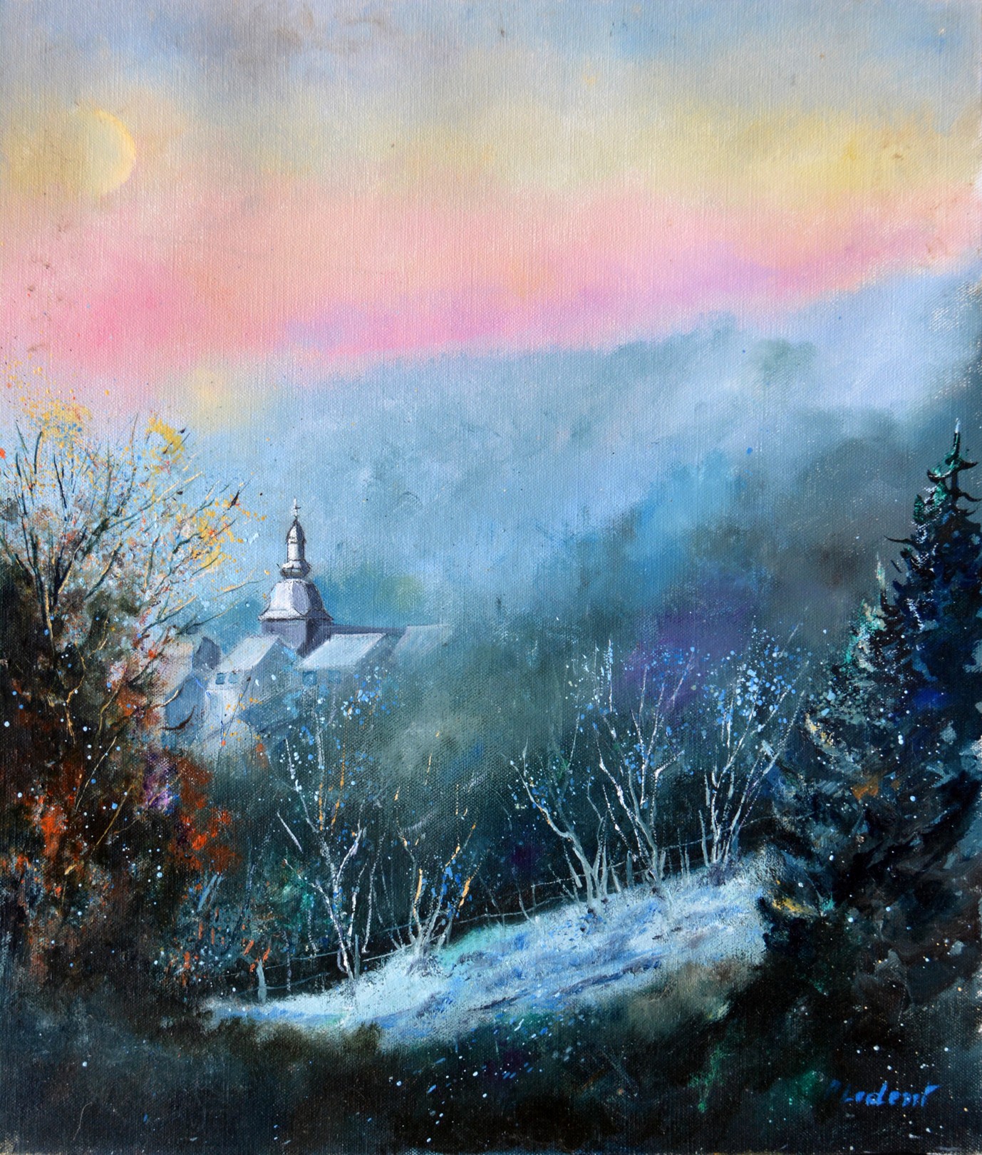 Pol Ledent, Frosty morning in my countryside Pol Ledent, Frosty morning in my countryside