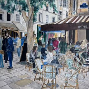 Gemälde, Rue du Bourg Tibourg Paris le Marais, Didier Colomès