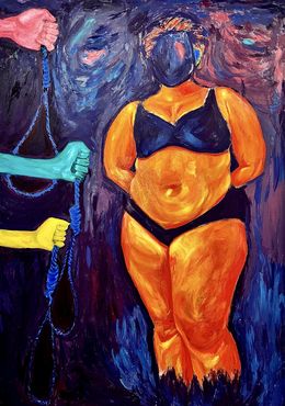 Gemälde, Suspicious Present - 21st Century, Contemporary, Figurative Painting, People, BEMI