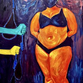Gemälde, Suspicious Present - 21st Century, Contemporary, Figurative Painting, People, BEMI