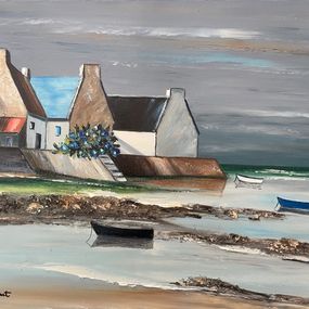 Gemälde, Loctudy, Marée basse aux Hortensias Réf : CPBD1045, Lucien Gondret