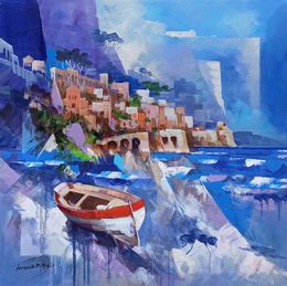 Gemälde, One day on the beach - Amalfitan Coast painting, Leonardo De Meglio