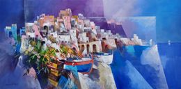 Painting, Quiet seaside - Amalfitan Coast painting, Leonardo De Meglio