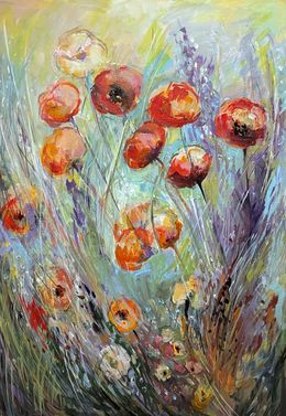 Peinture, Flowered meadow, Ružena Velesová