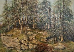 Peinture, Chemin des bois, F. Perloux