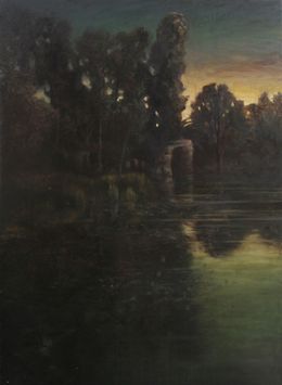 Gemälde, El estanque al atardecer, Sebastian Martinez Fadic